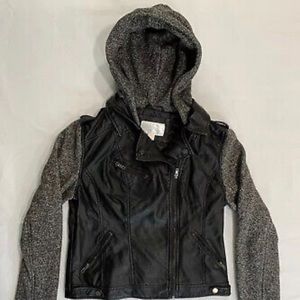 Xhilaration Women's Faux Leather Hooded Biker Jacket